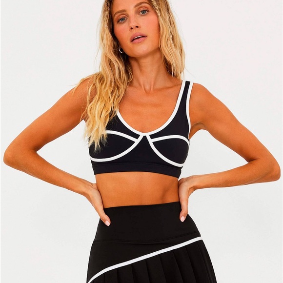 Nwt pickleball beach riot Black and White Sports Bra - Picture 1 of 4